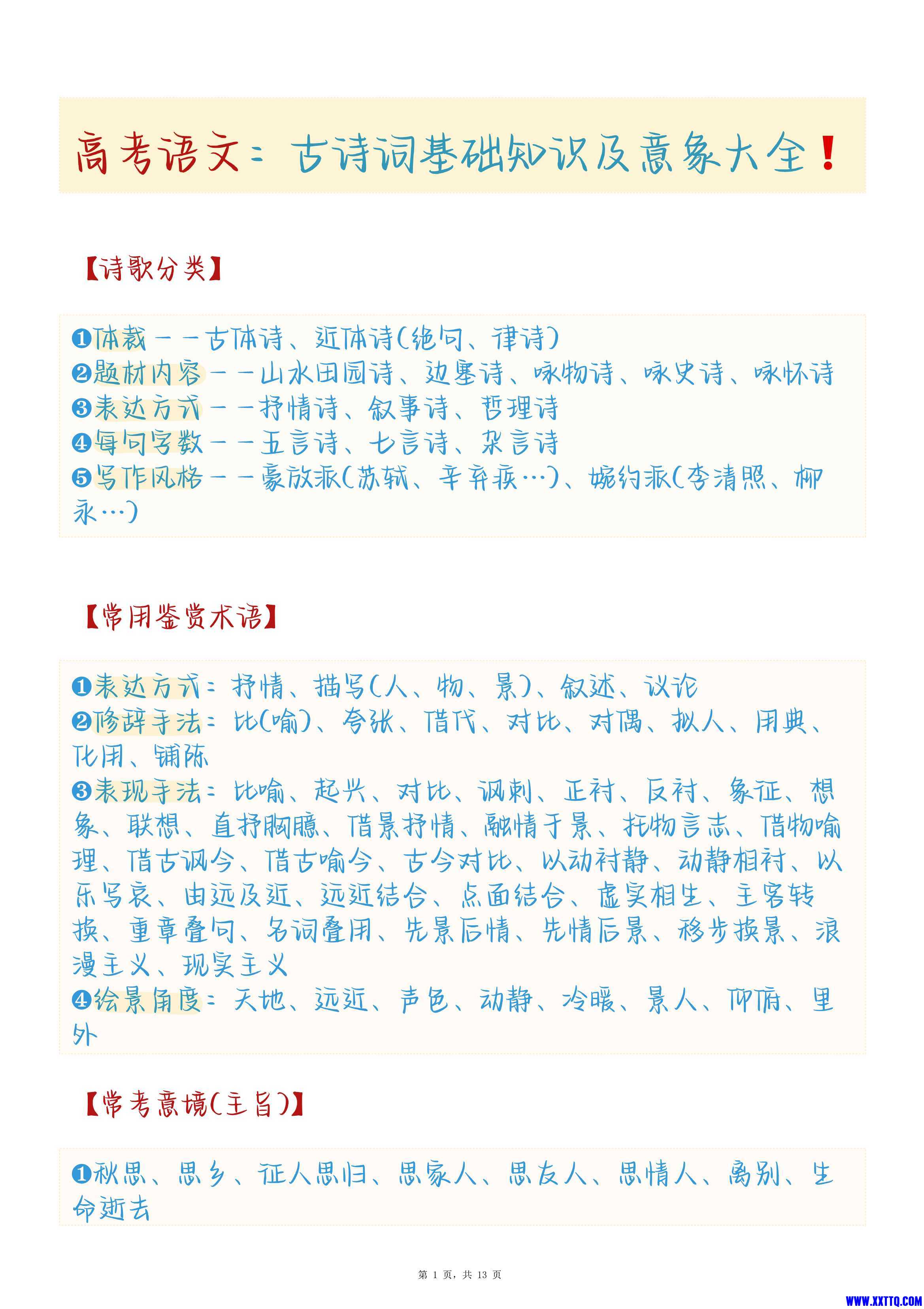 高考语文古诗词基础知识与意象大全_1.Png
