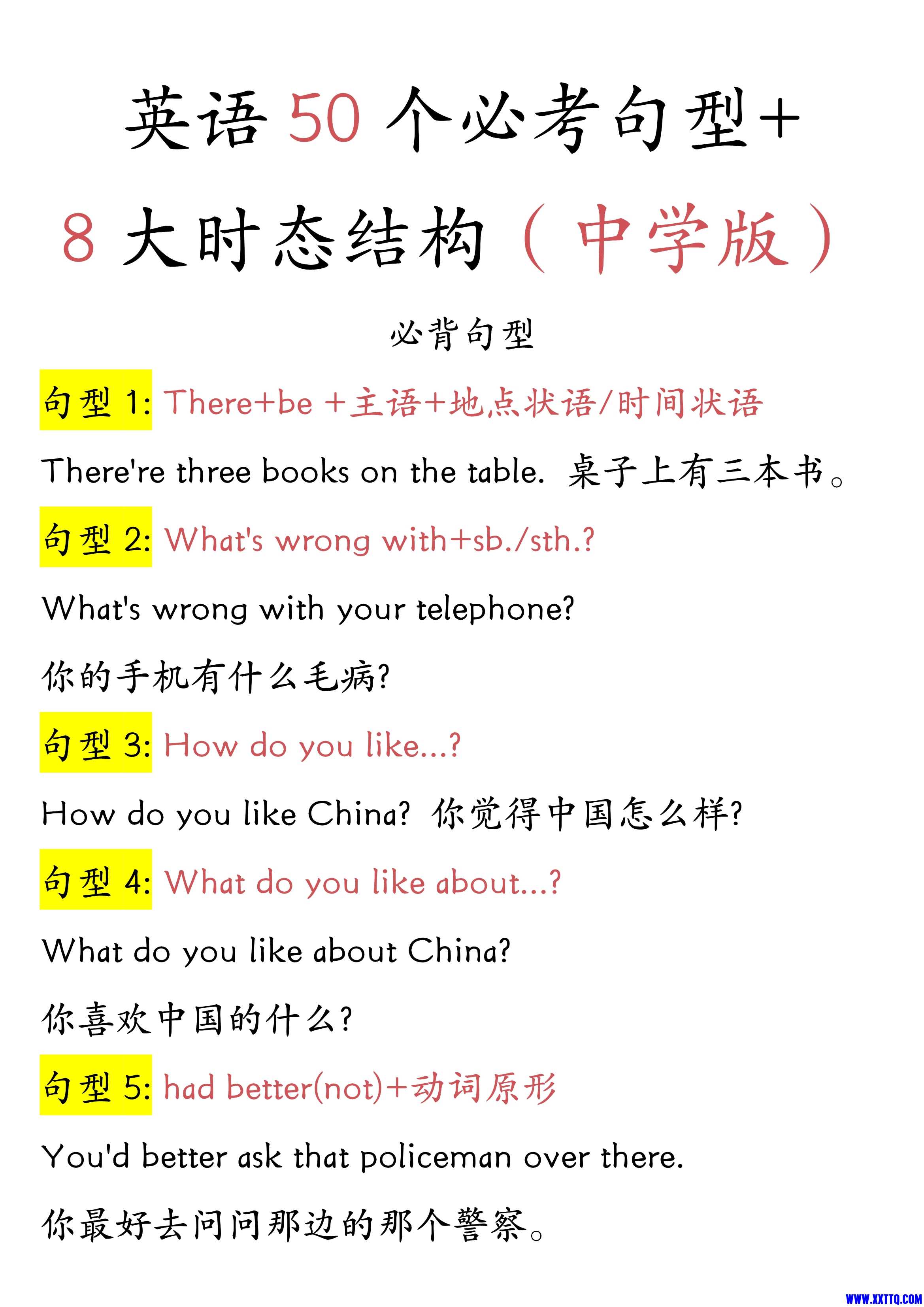 英语50个必考句型 8大时态-波波老师_1.Jpeg