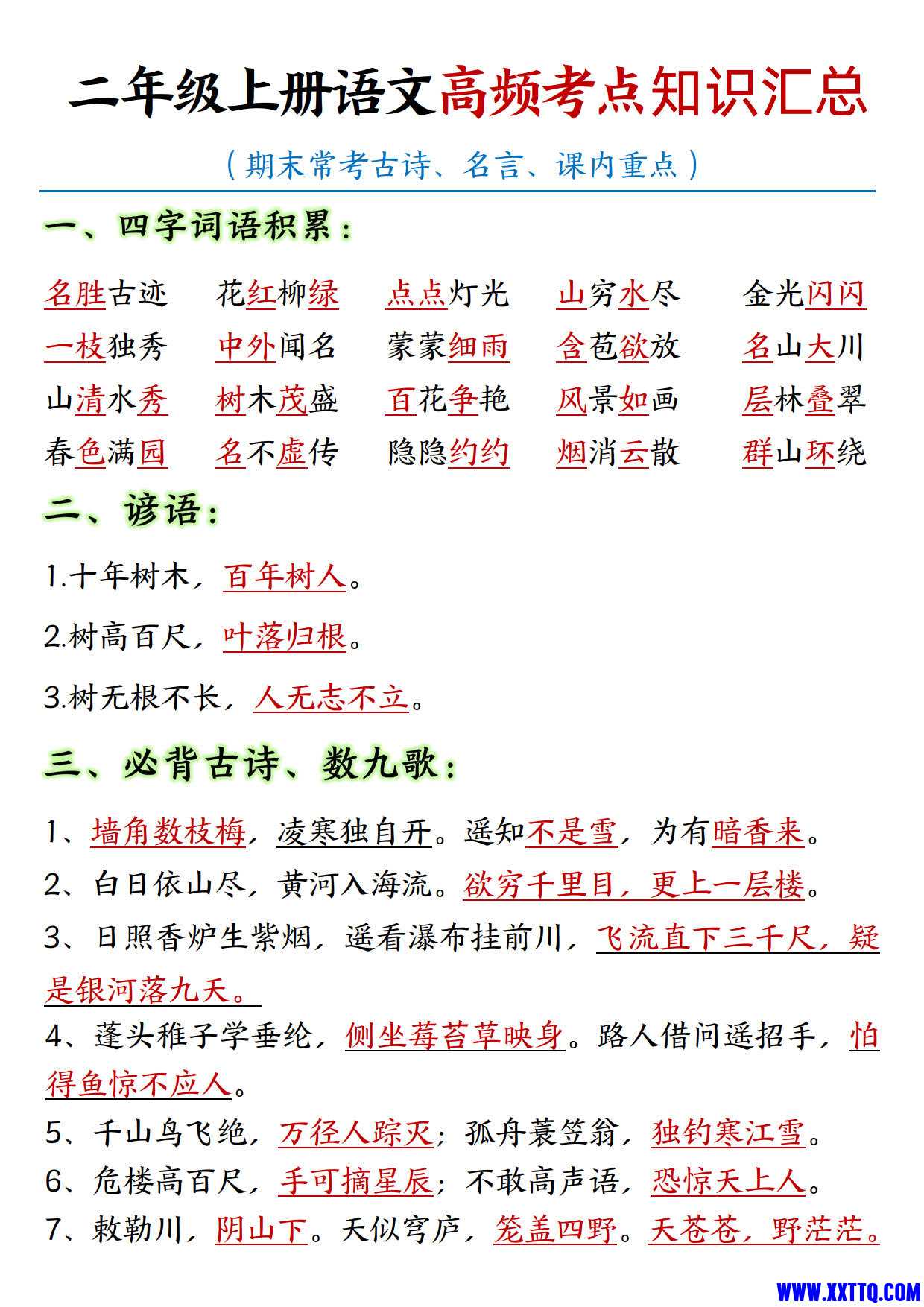 二年级语文（上册）高频考点知识汇总_1.jpg
