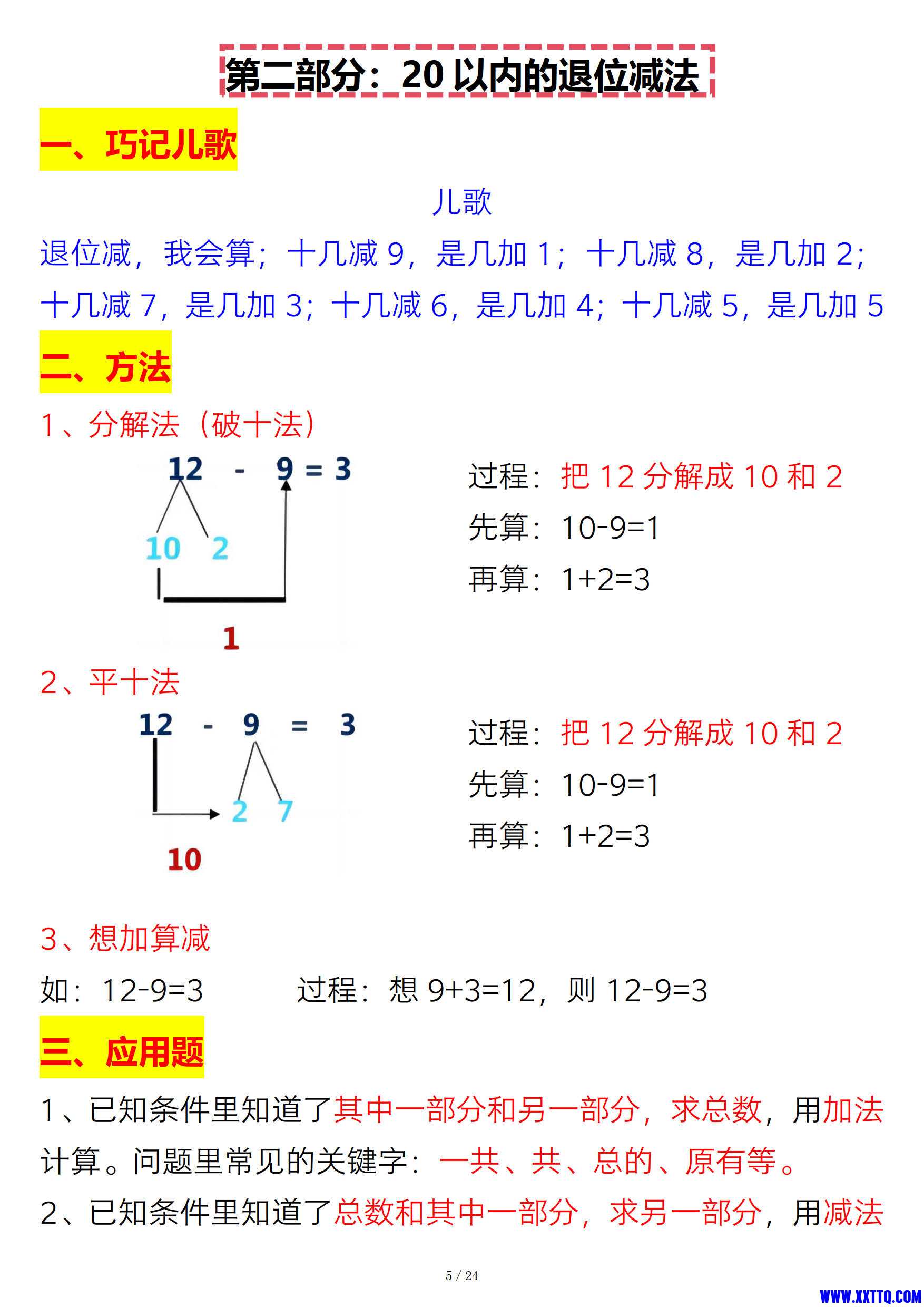 一年级下册数学重点知识点清单 典型习题（24页）_3.jpg
