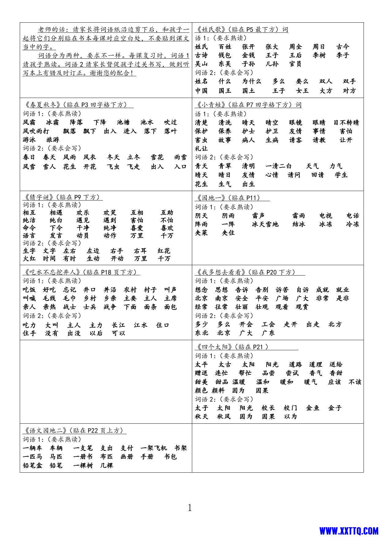 一年级语文下册每课词语小课贴（已订正新版页码）两款共9页_1.jpg