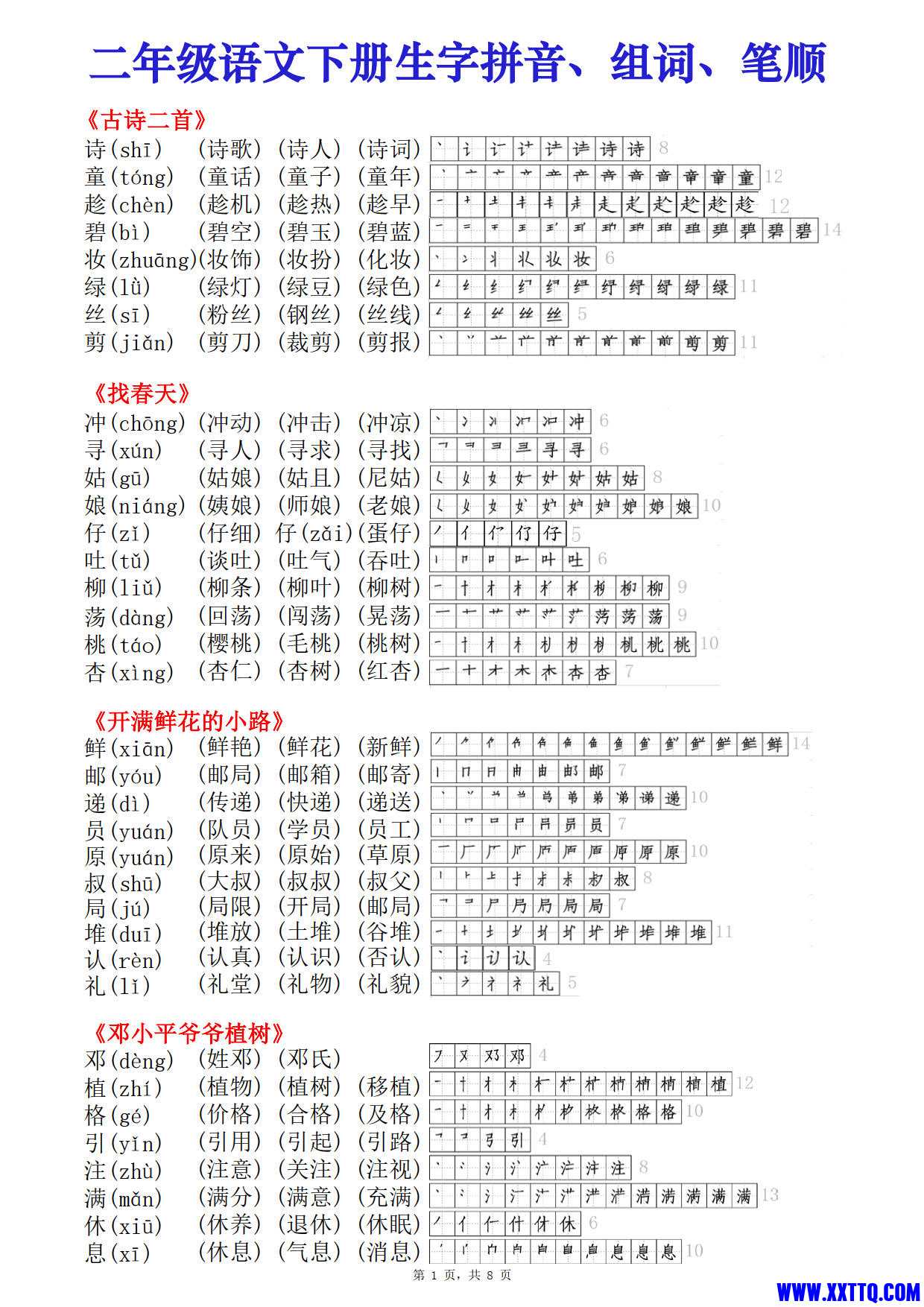 2424二年级下册语文课课贴（生字拼音组词笔顺）8页_1.jpg