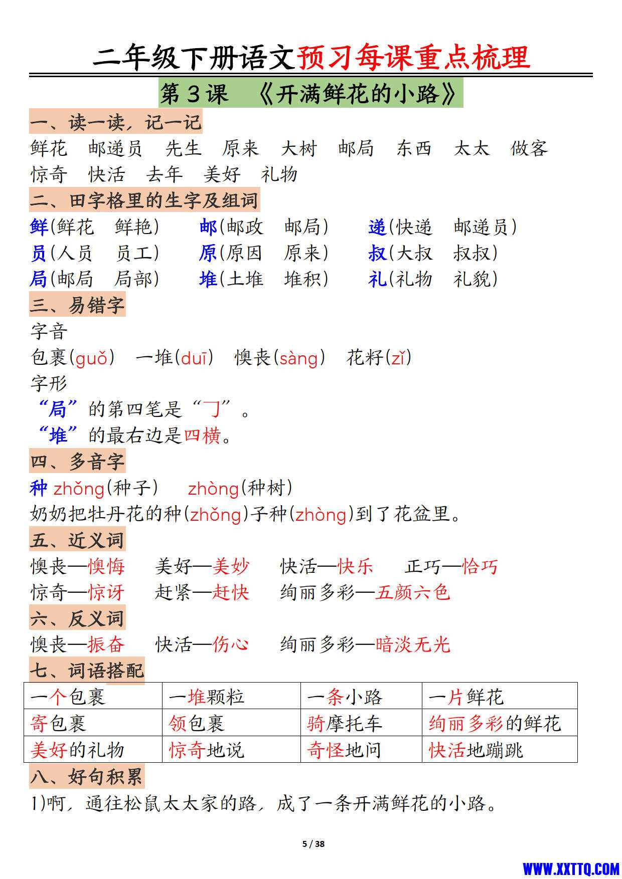 二年级下册语文预习全册每课重点梳理（38页）_3.jpg