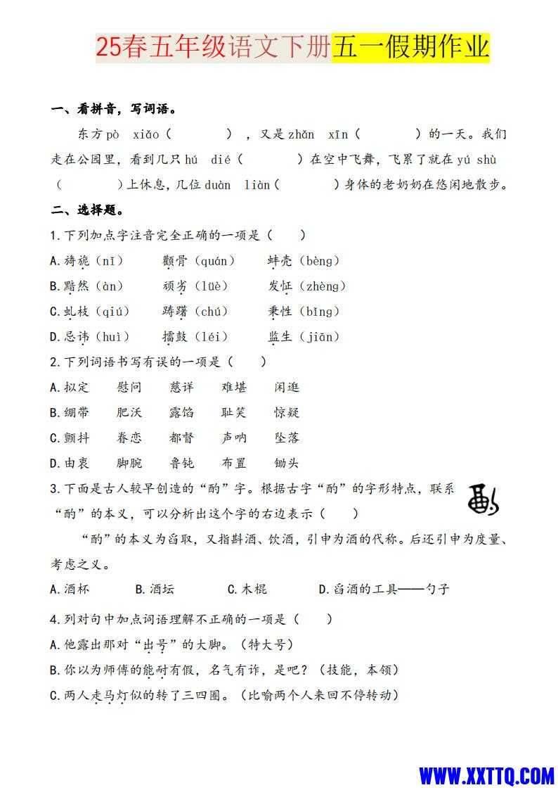 2025五下语文五一假期练习综合含答案薛霸提优_00.jpg