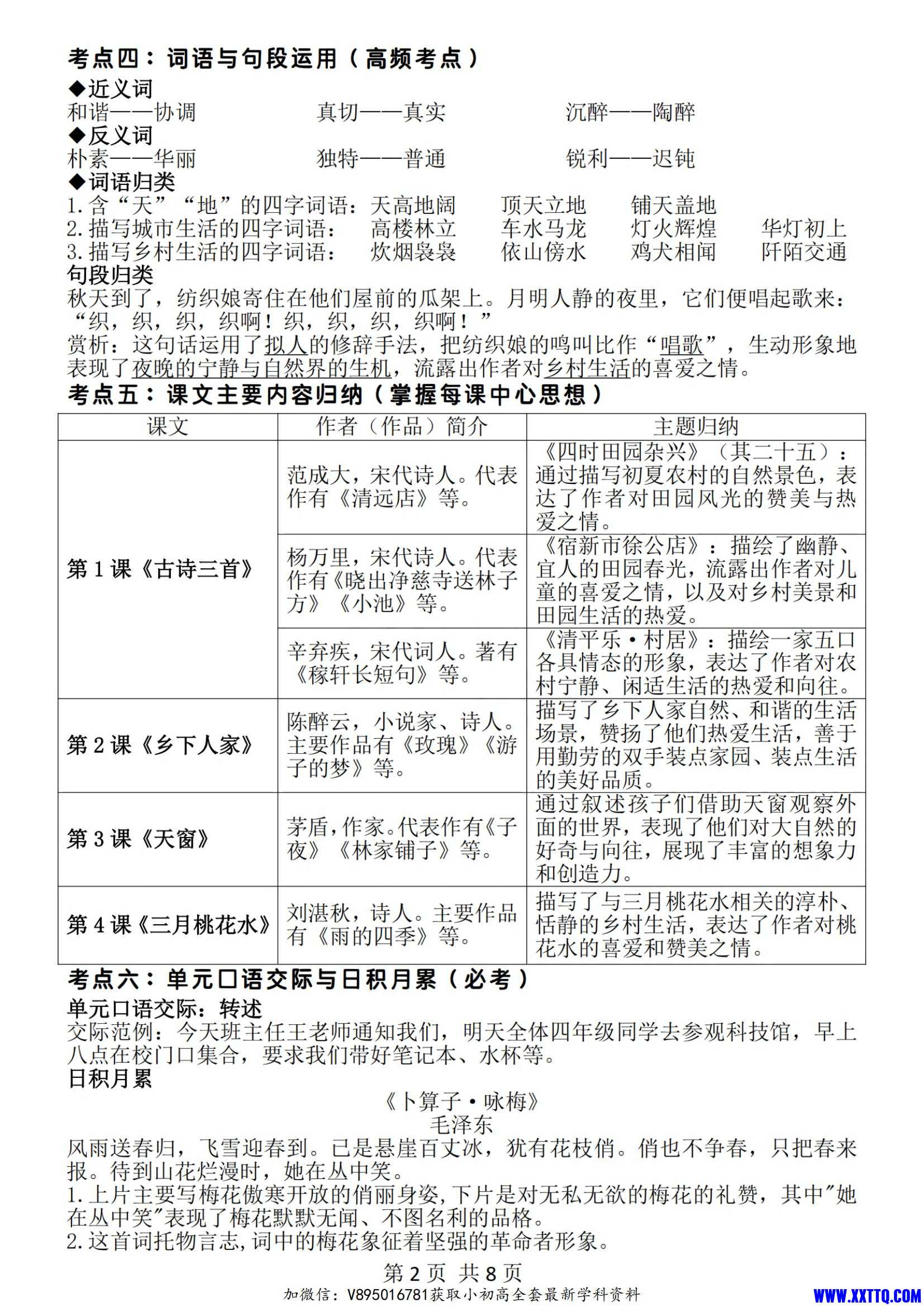 四年级下册语文期中地毯式复习重点（8页）_01.jpg